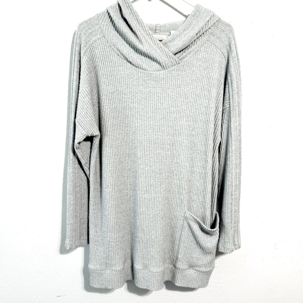 Soft Surroundings gray ribbed hoodie size large